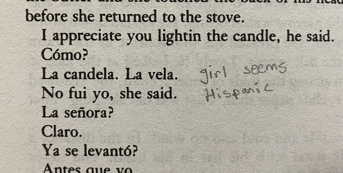 I’m rereading the Border Trilogy and bought a used copy of All the Pretty Horses; previous reader left some helpful notes