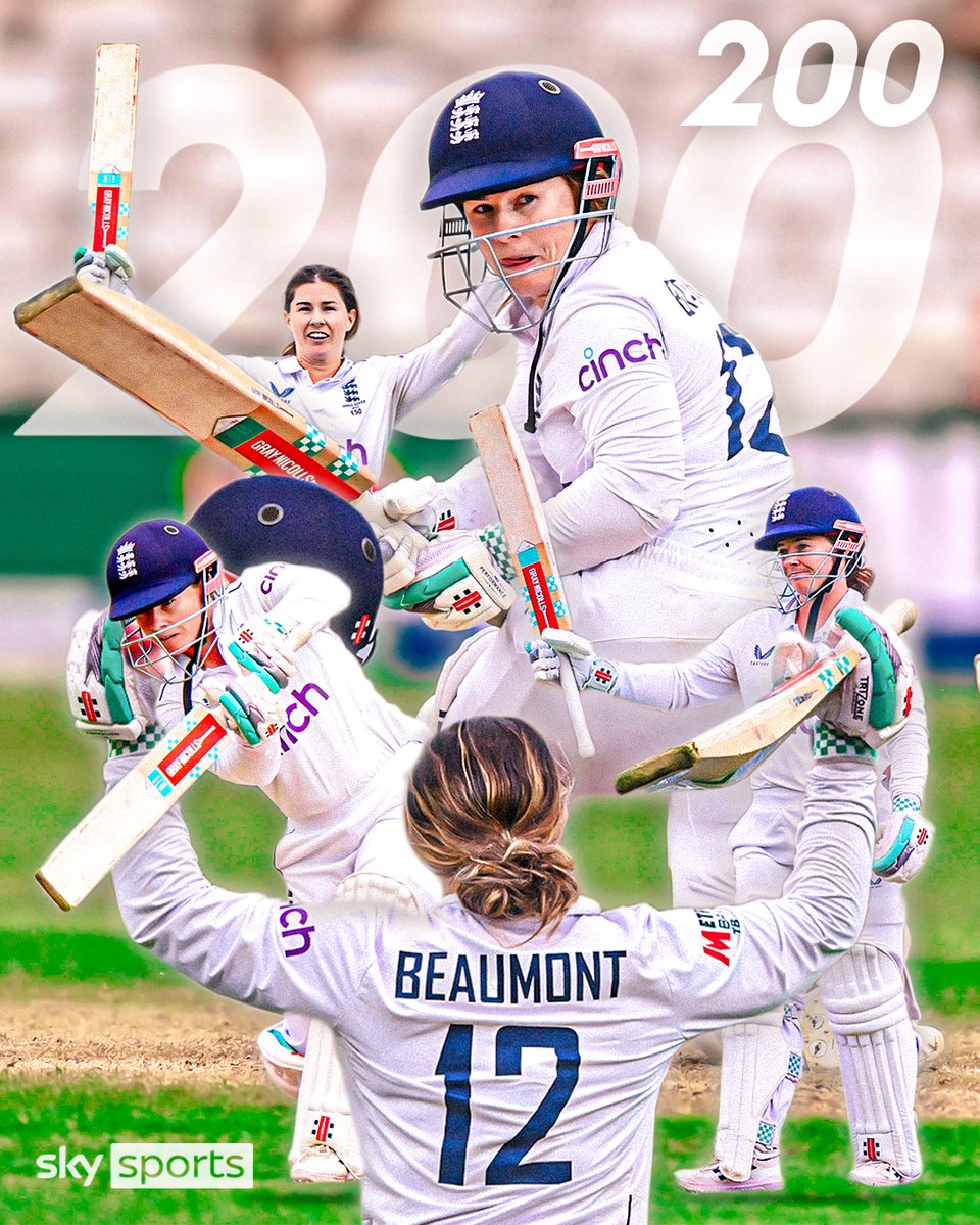 2️⃣0️⃣0️⃣! 🔥 The FIRST English woman to hit a double century in Test match cricket, Tammy Beaumont. 👏👏