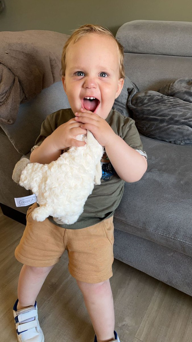 Mason did get an stuffed animal from me!! (Sheep) He looks very happy with it!! 🥰🥰🥰❤ #Mason #familyguy #familytime 💙💙 #lovehim ❤