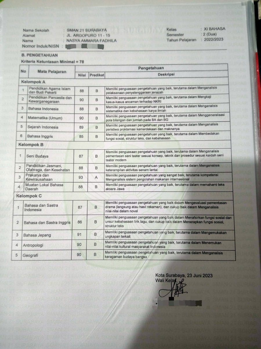 studywaca's tweet photo. Hasil rapor yang kemarin aku ambil hari Kamis sangat memuaskan. Alhamdulillah kelas 11 semester 2 aku udah terbuka pandangan tentang masa depan dan barang-barang ambis. Doakan tetap konsisten ya teman-teman biar bisa jalur undangan 🙆🏻‍♀️❤️ https://t.co/ZRk44tp4EY