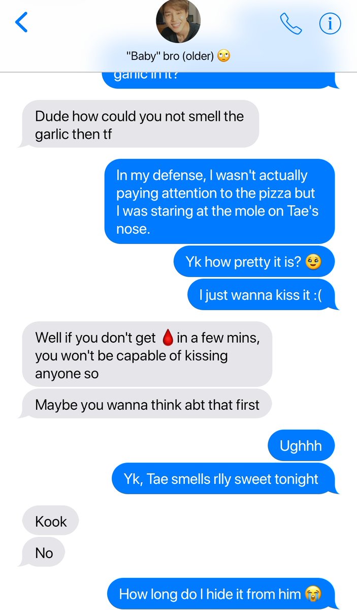 VKFLORAL's tweet photo. #taekookau
Vamp Jungkook is so head over heels for Taehyung that during his sleepover, he accidentally eats pizza that has garlic in it.

He hides in the bathroom while texting his brother Jimin to help.

Only immediate solution? He needs blood.

But Tae has no idea he's a vamp. https://t.co/YCn0OoRp9f