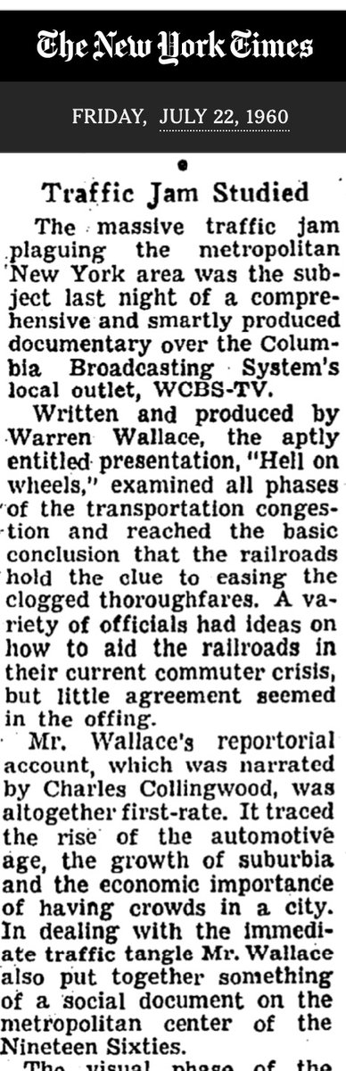Even in 1960 they knew that the solution to NYC's traffic woes was TRAINS.
Thanks <a href="/ScottEnglander/">Scott Englander</a> 
Can anyone locate this documentary?