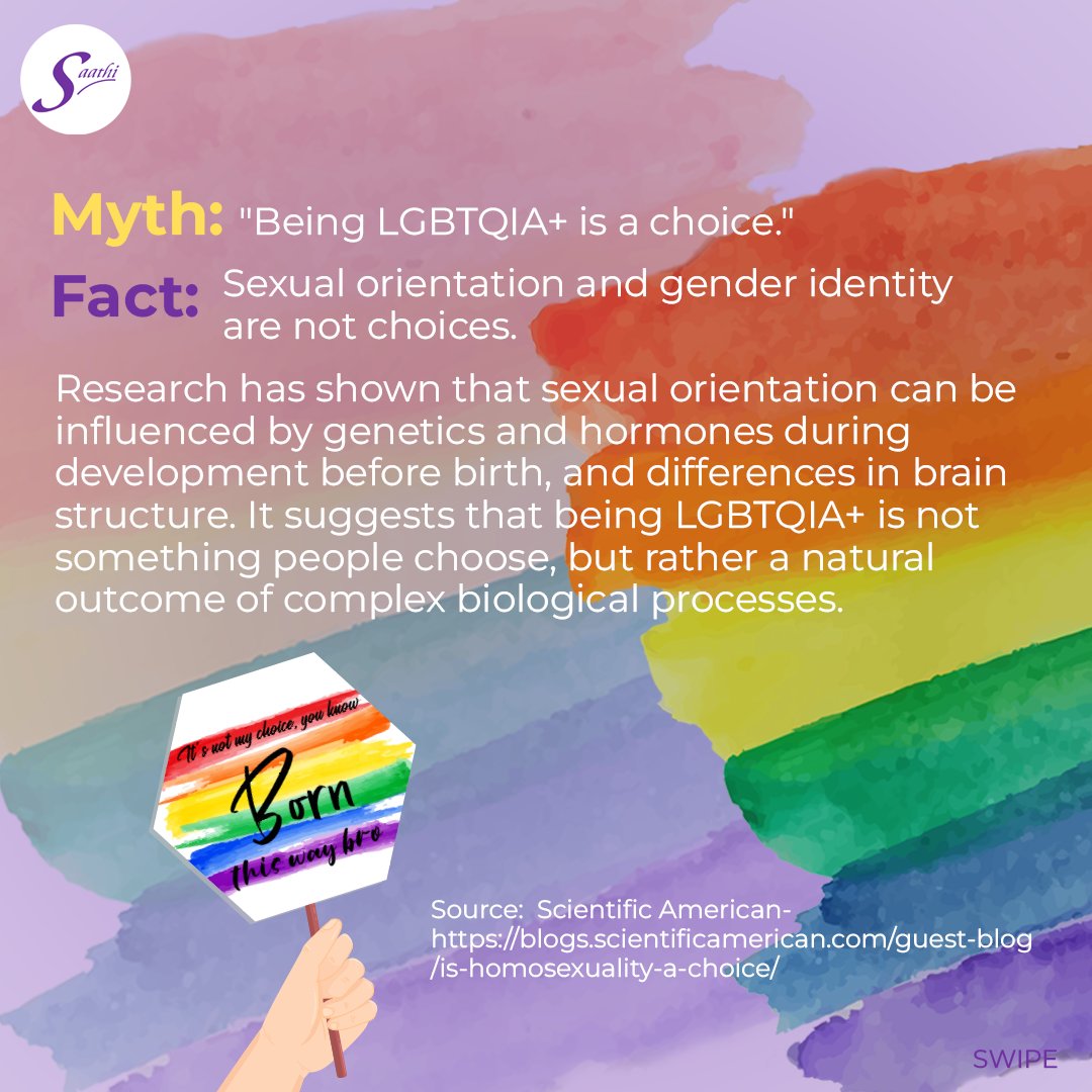 SaathiPads's tweet photo. ✨ Learning more about our differences helps promote inclusive, empathetic and safe spaces and create a world where everyone is accepted for who they are.
#SaathiPads #LGBTQIAMythBusting #EmbraceTheTruth #AcceptanceForAll #LoveIsLove https://t.co/V6wGETcS7o