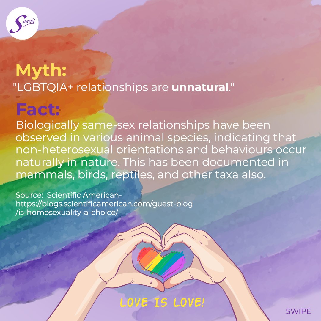 SaathiPads's tweet photo. ✨ Learning more about our differences helps promote inclusive, empathetic and safe spaces and create a world where everyone is accepted for who they are.
#SaathiPads #LGBTQIAMythBusting #EmbraceTheTruth #AcceptanceForAll #LoveIsLove https://t.co/V6wGETcS7o