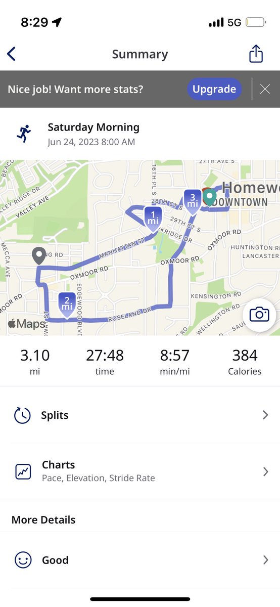 Copesy_BHM's tweet photo. Running to end #prostatecancer with @mikeslivefdn this am. Excited I hit my 9:00 avg target! #ImWithMike https://t.co/yoE0sJVOya