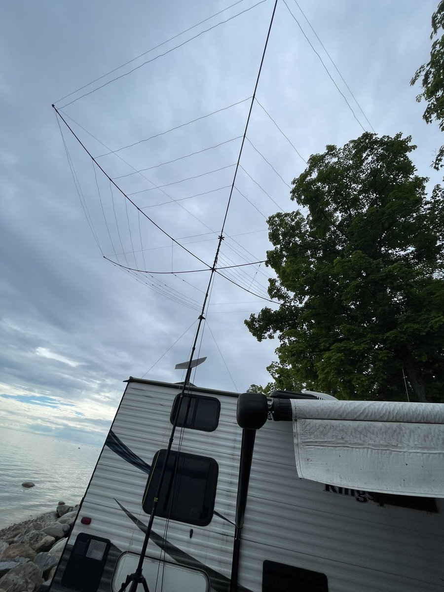 VA3QR's tweet photo. All setup for #RACFD 2023 🙂Also, there is almost no RFI around here, and considering I’m surrounded by 30 other trailers, I’m pleasantly surprised. @RACTWEETS #HamRadio #AmateurRadio #ARRLFD https://t.co/oyuInas58l