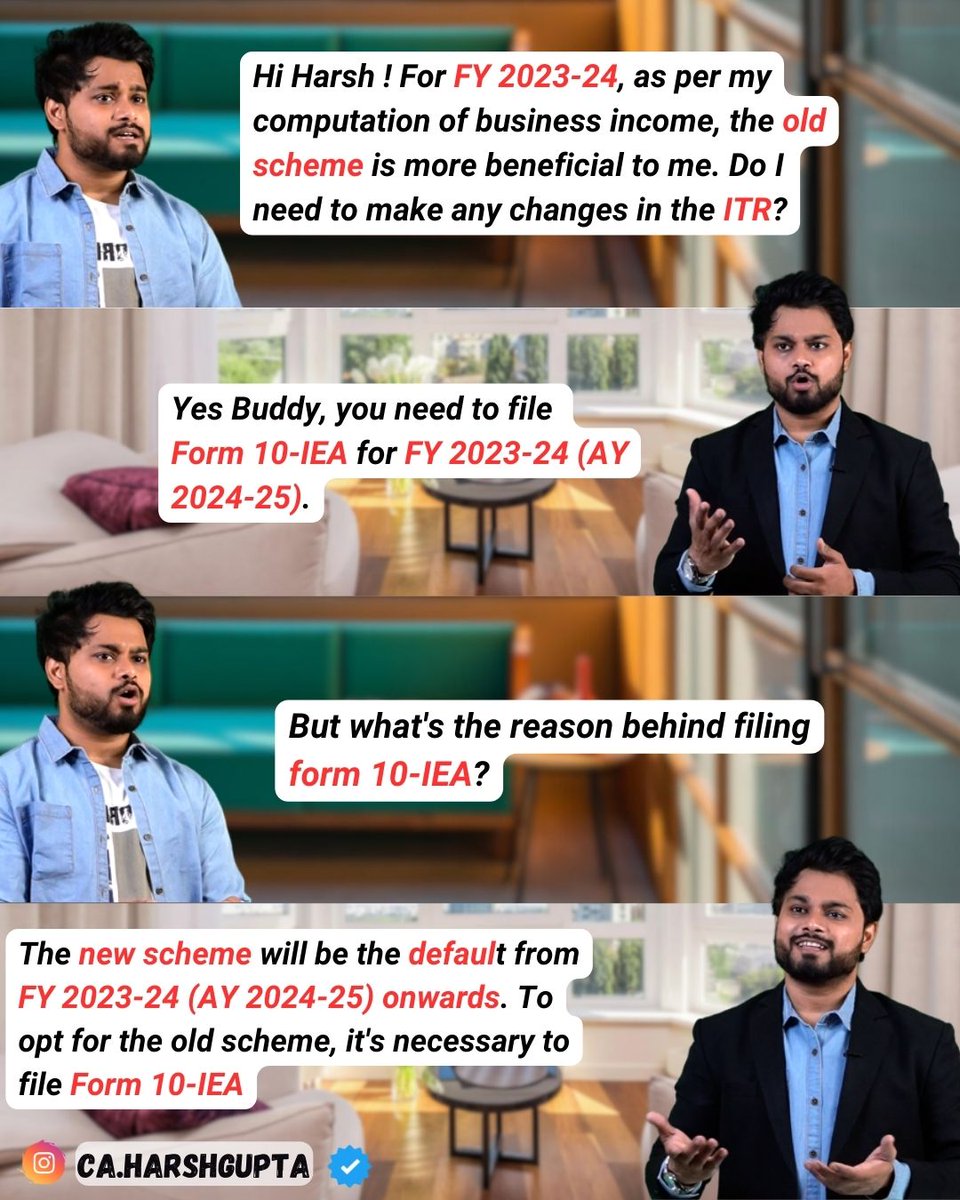 Form 10-IEA applicable from AY 24-25 for Withdrawing or Opting New Scheme. Refer to CBDT Notification 43/2023. Applicable for Assessee Having business/professional Income.

#taxupdates #incometax #charteredaccountant #castudents #businessindia