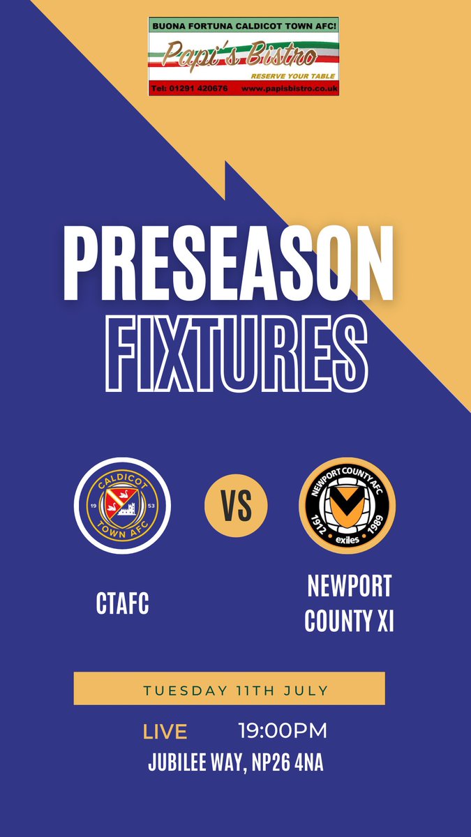 📆 Our first pre-season game is just over two weeks away! More fixtures to follow in due course.

#CTAFC