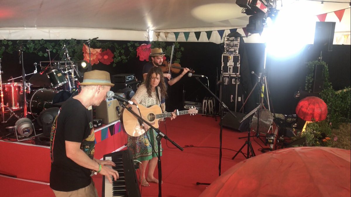 Thanks @theatre_circus bar stage for hosting our little acoustic set this lunchtime. You have the loveliest stage set up and it was an honour to play for your fundraiser for @childrensw @glastonbury #Glasto