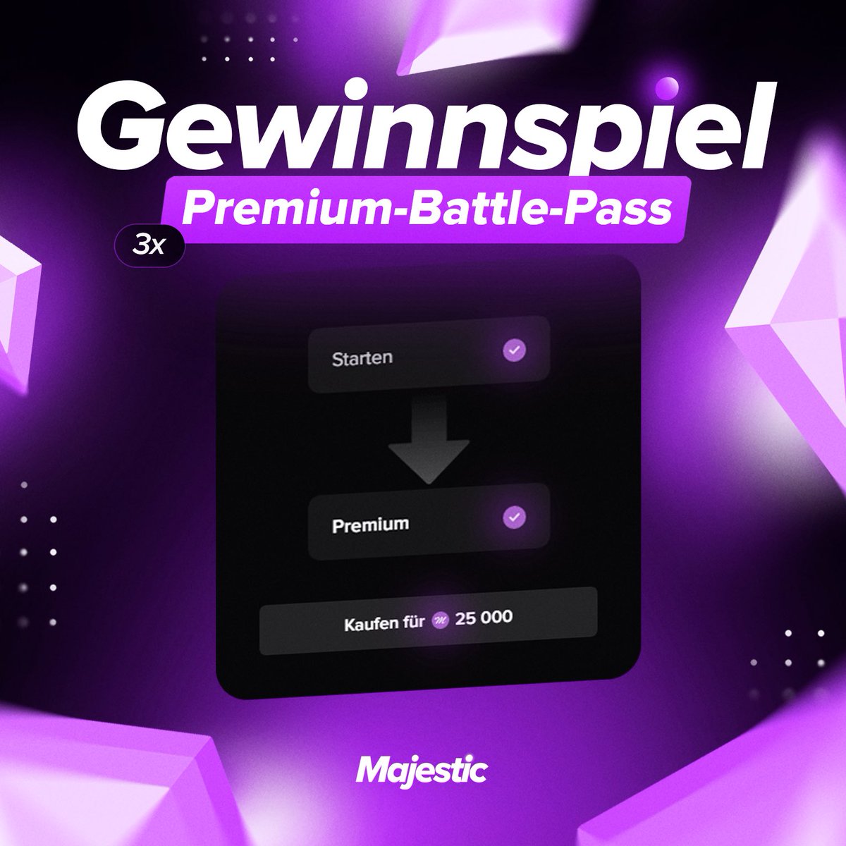 🎁 X3 BATTLE PASS PREMIUM GIVEAWAY! 🎁

➡️ Die Teilnahmebedingungen:
👉 Retweeten 
👉 Liken und uns folgen 

Endet am Montag! Der Gewinner wird zufällig ausgewählt. Viel Glück!

#gta5majestic #deutsch #giveaway #gewinnspiel