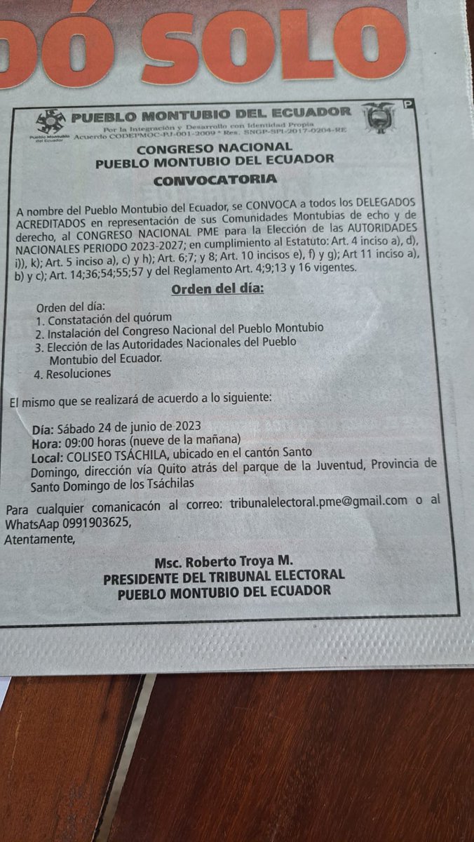 PuebloMontubioE's tweet photo. #Ecuador
Llegó el gran día.

Congreso Nacional de Pueblo Montubio del Ecuador. 
-Elecciones de autoridades 2023 - 2025

@Secretaria_PyN @CpccsEc @CNTAPSECUADOR @gamatvnet @Zaracay_tv @MagestadTV @tctelevision @EcuavisaInforma @Ecuavisalnforma https://t.co/sbJyv5iVDr