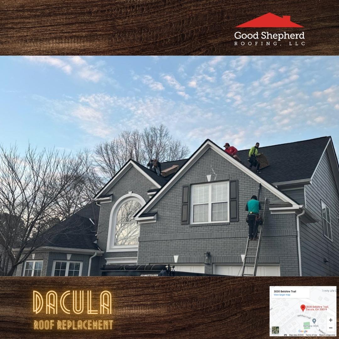 'Good Shepherd Roofing just transformed a roof in Dacula, GA! 🏠 Our #RoofReplacement is a triumph! 👍 Celebrate the rooftop revolution! 🔄🔨 #JobWellDone #RoofingExcellence #DaculaGA