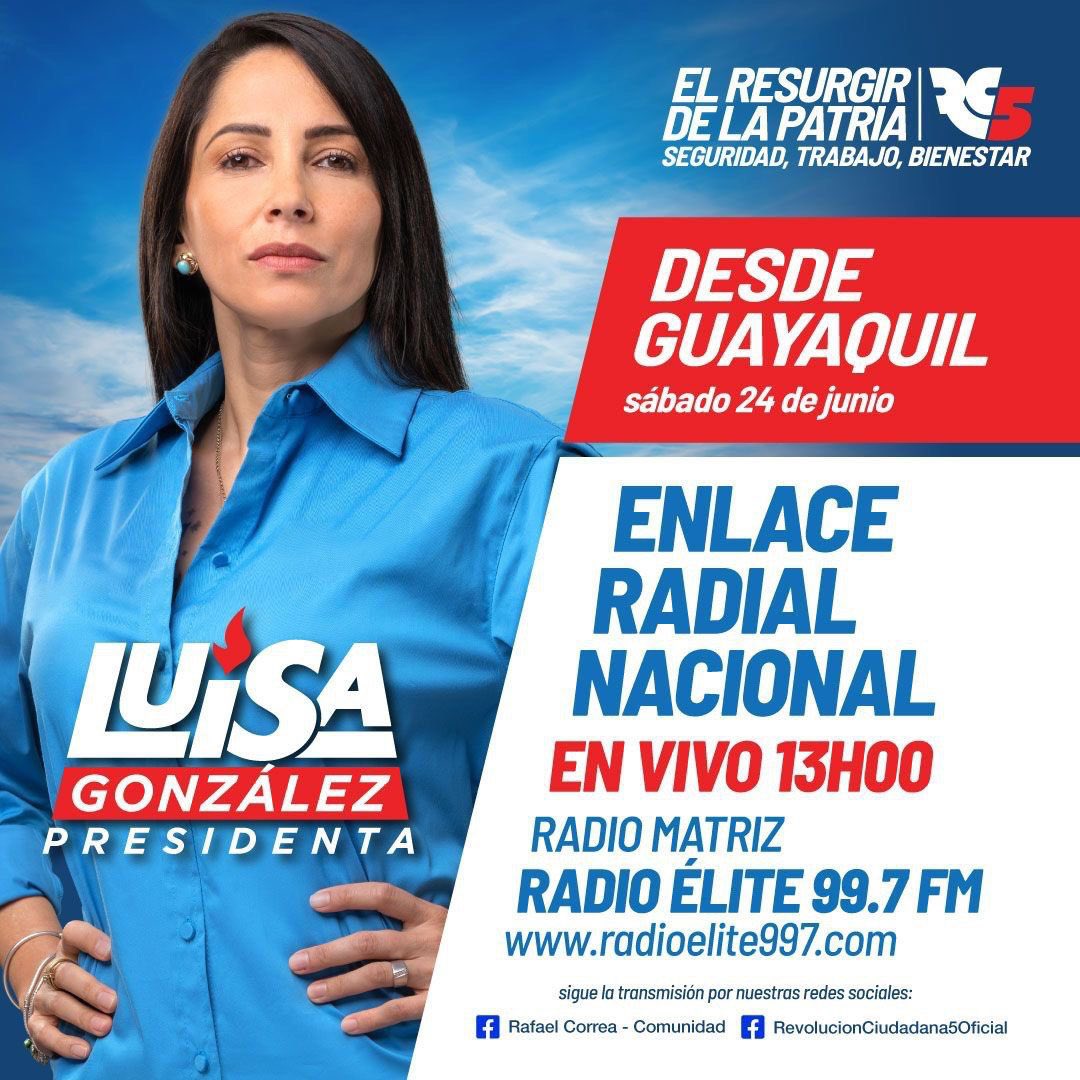Rc5jipijapa's tweet photo. Cordialmente invitados, la futura presidenta del 🇪🇨 en agenda de medios.  #YaTenemosPresidenta https://t.co/mXH2uBjZEc