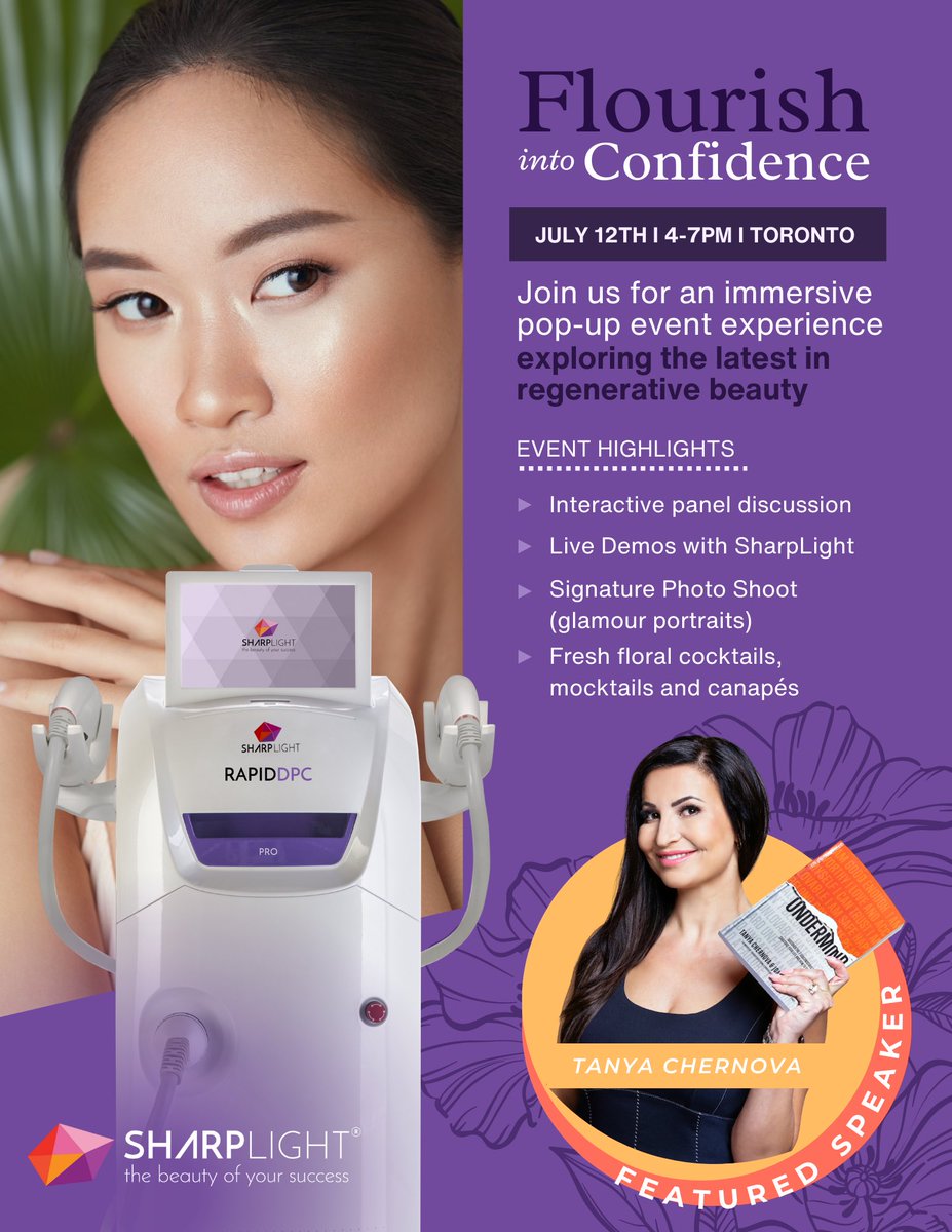 CindyShtevi's tweet photo. Flourish into Confidence! Cultivate a mindset for success, proven strategies to increase sales. Live demos, cocktails &amp; canapés, glamour portraits for your business marketing, limited offers! Space is limited 
https://t.co/nWXXUQpmEt
#sharpbeauty #medicalaesthetics #toronto https://t.co/9UpVrHhT0z
