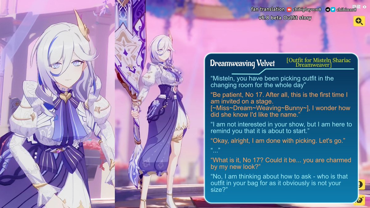 CN v6.8 beta #HonkaiImpact3rd 
Spending event outfit
Misteln Shariac Dreamweaver (idol event motif)