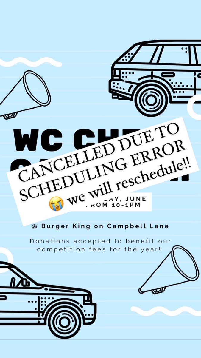 CAR WASH IS CANCELLED DUE TO OVERBOOKING. WE WILL RESCHEDULE!! 🥹
