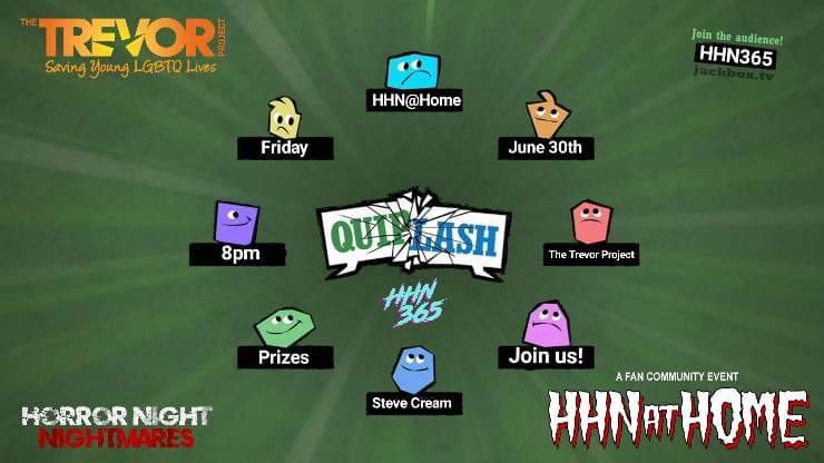 HHN365's tweet photo. 🚨 HHN QUIPLASH 🚨

Join us on Friday, June 30th, at 8pm for a game of HHN Quiplash in support of The Trevor Project for #HHNatHOME. We’ll have lots of laughs, prizes, and of course… Steve Cream 🍦

Please consider donating to @TrevorProject:

https://t.co/r2H7JXndlf https://t.co/Xm3FAZjrzo