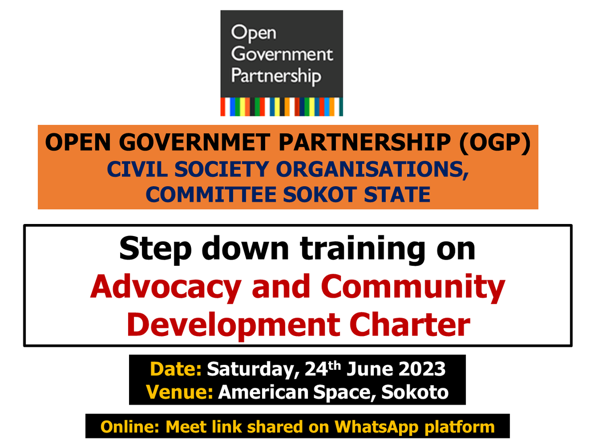 Join us if we can. 

Stepping down trainings received from <a href="/State2StateNGR/">USAID Nigeria State2State Activity</a> to CSOs working in governance in Sokoto State. <a href="/Auwal_online/">Auwal Ahmed Musa</a> <a href="/FaleyeUsman/">F.A Usman</a> <a href="/USAID/">USAID</a>