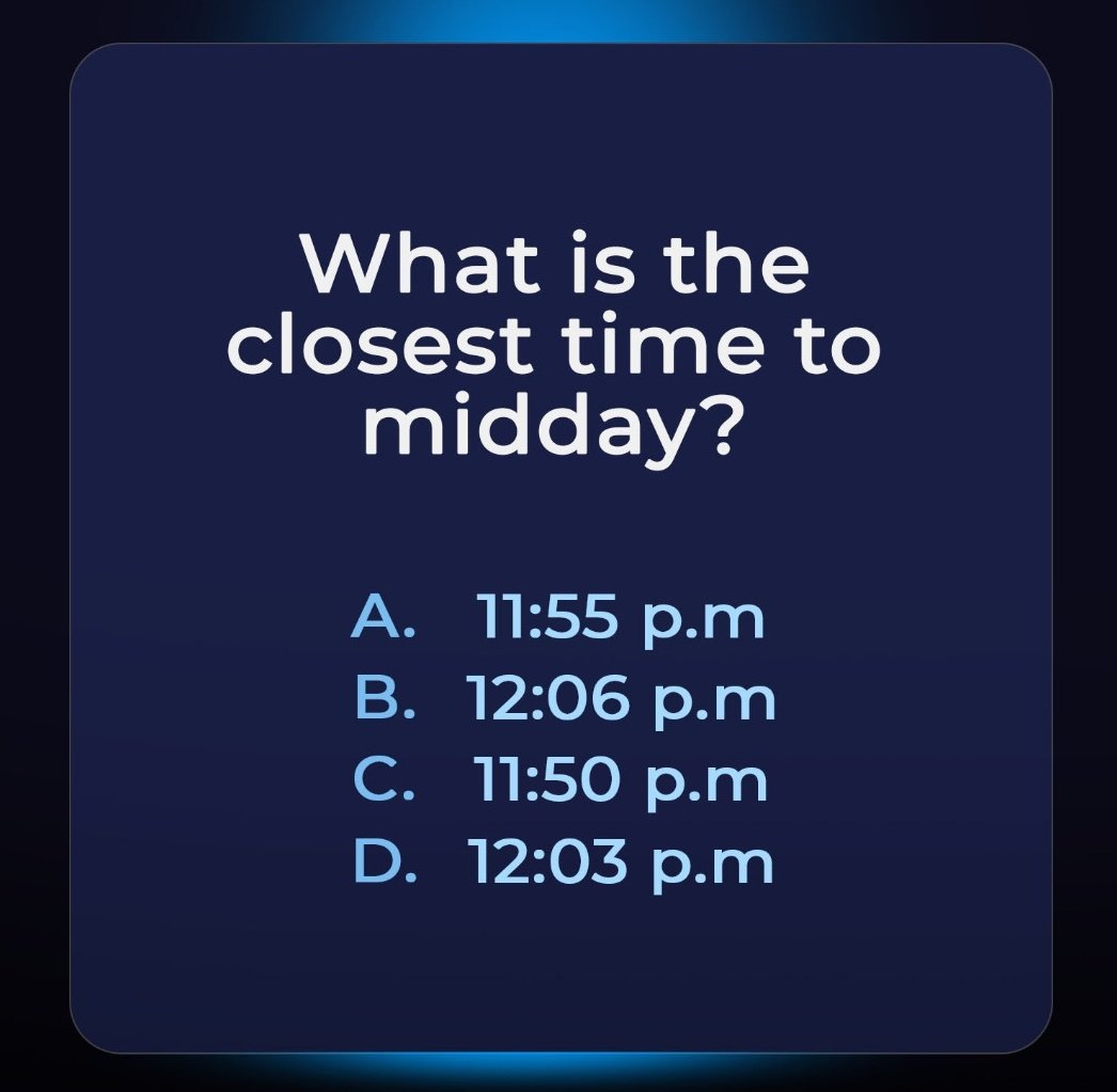 What is the closest time to midday?