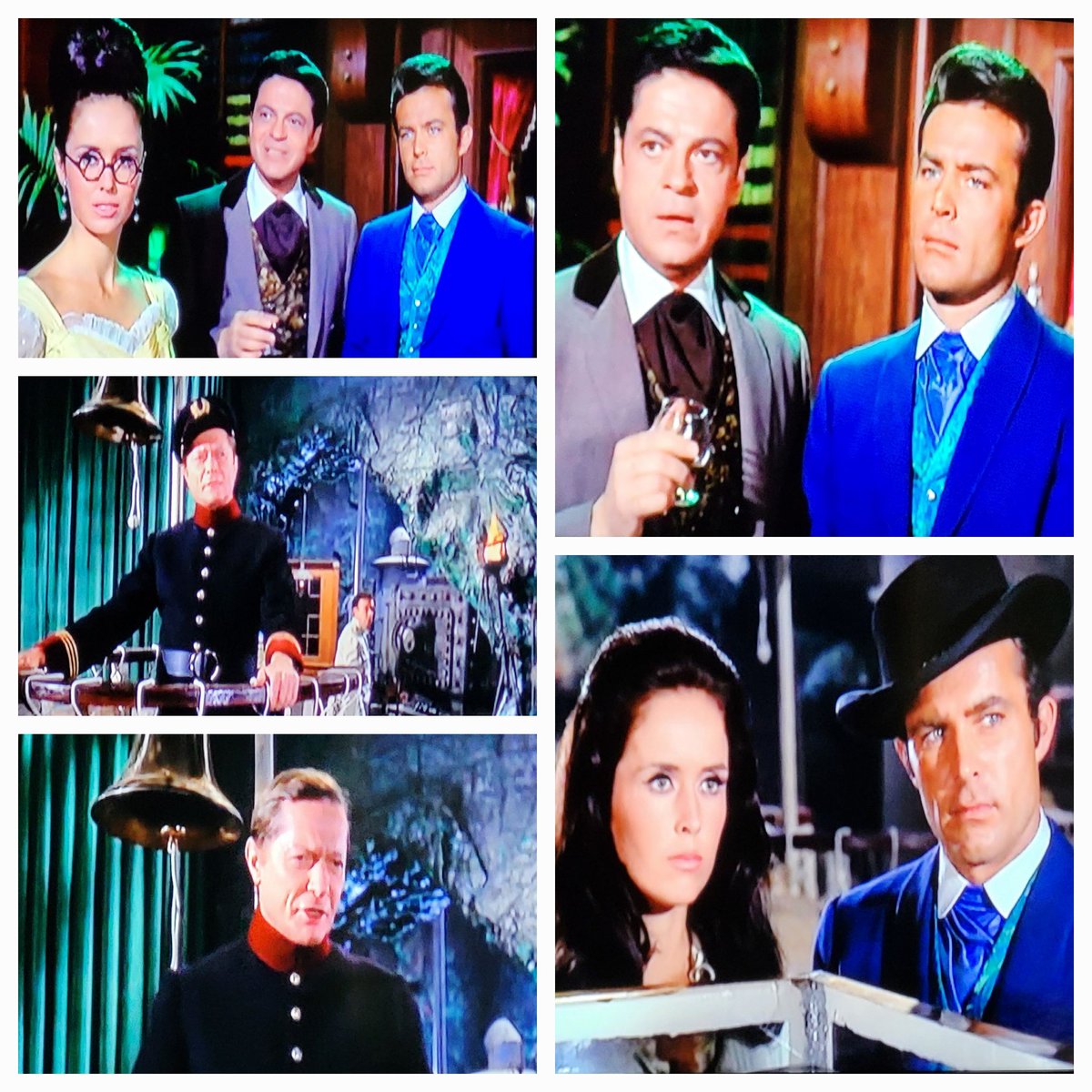 Gemini_53's tweet photo. #RobertConrad as #JimWest & #RossMartin as #ArtemusGordon with #JudyLang as #AbigailPringle and #AlfredRyder as #CaptainPhilo in #TheNightOfTheDeadlyBubble episode of #TheWildWildWest #SaturdayWildWildWest https://t.co/iIO5quYysv