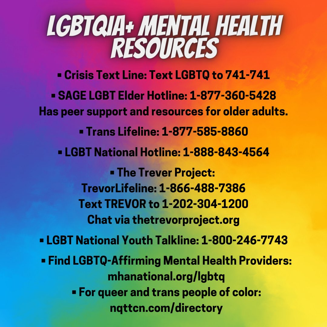 namistl's tweet photo. Check out these LGBTQIA+ Mental Health Resources! 🤩 Our partners at SQSH St. Louis also have a lot of good resources at https://t.co/GpyQQr3ufz 🏳️‍🌈 Our next LGBTQIA+ Connections Support Group will meet online on Monday, July 3rd 🥳 Register for FREE at https://t.co/2D3o714g9M https://t.co/sjnxWPy864