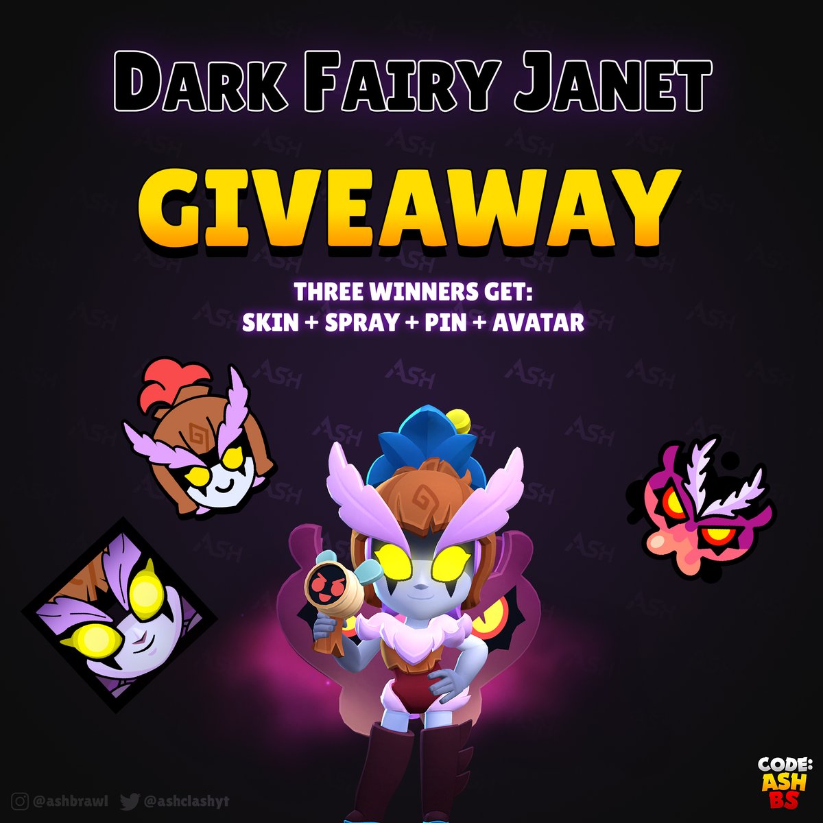 GIVEAWAY: Dark Fairy Janet + Pin + Spray + Profile Picture! 🧚‍♀️

Giving away three Dark Fairy Janet skins and accessories! To enter:

✅ Just Like this post and Follow me @AshClashYT
✅ Reply with a random comment about ANYTHING!

That's it!! Good luck everyone! ❤️…