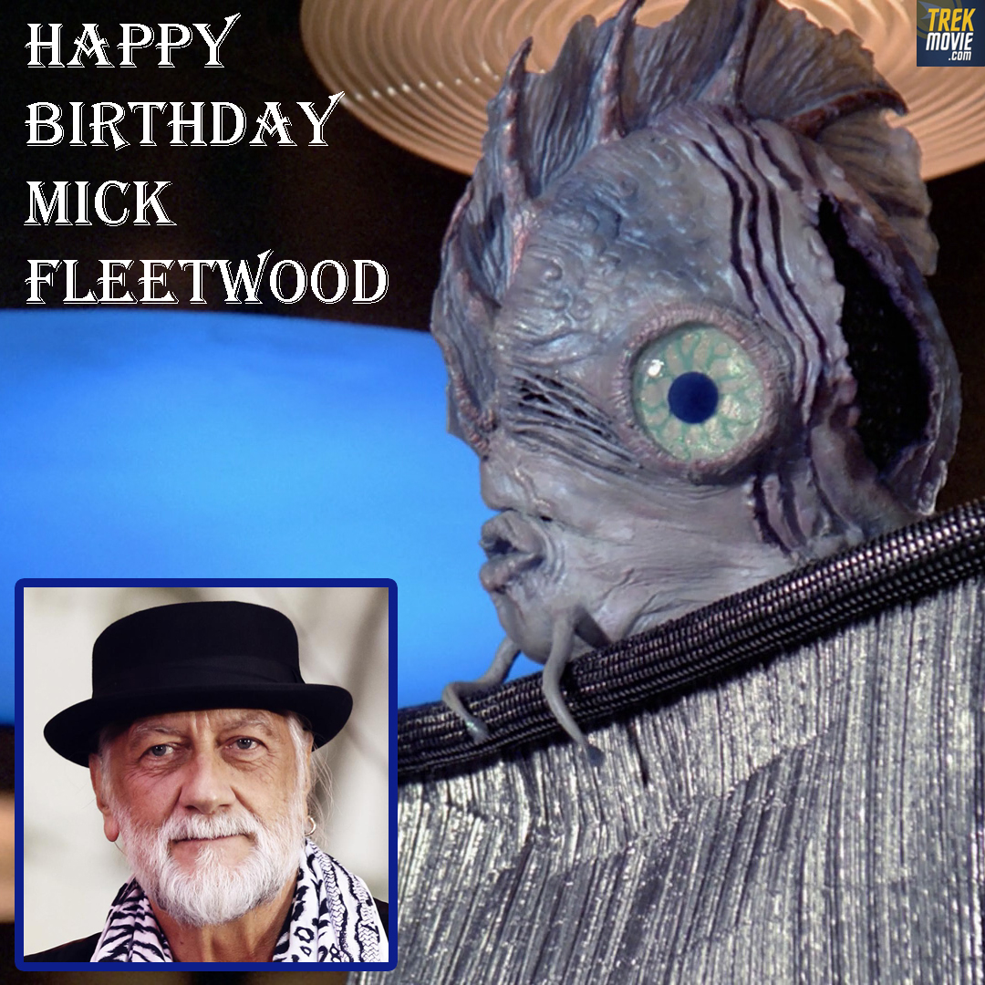 TrekMovie's tweet photo. Happy birthday to @MickFleetwood, who shaved off his famous beard to appear in the #StarTrekTNG episode "Manhunt." 
#FleetwoodMac https://t.co/renJIdKuw0