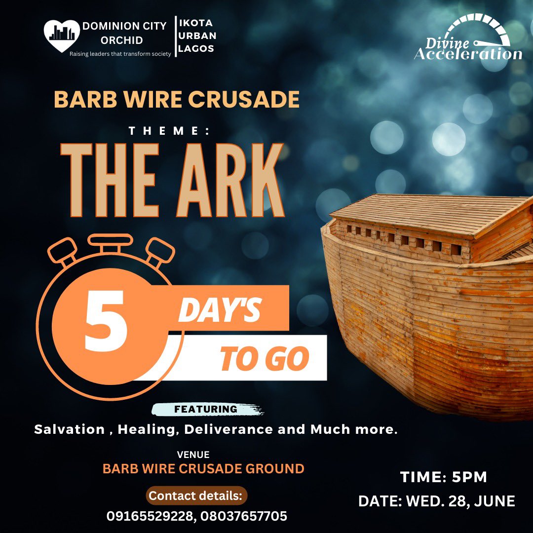 It’s 5 days to go!!!

Are you expectant? Have you told people around you? Have you prepared for what God is set to do in this crusade?

But the news about Jesus spread all the more, and great crowds came to hear Him and to be healed of their sicknesses. Luke 5:15

See you there!