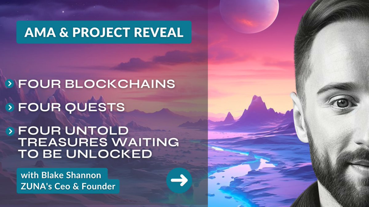 zunaverse_io's tweet photo. AMA &amp; Project Reveal with @zunacoin CEO @zunablake; 5PM EST on Spaces TODAY!

Participate in the Cross-Chain Race for your chance at Generational Wealth! https://t.co/h8NiKsj3hb