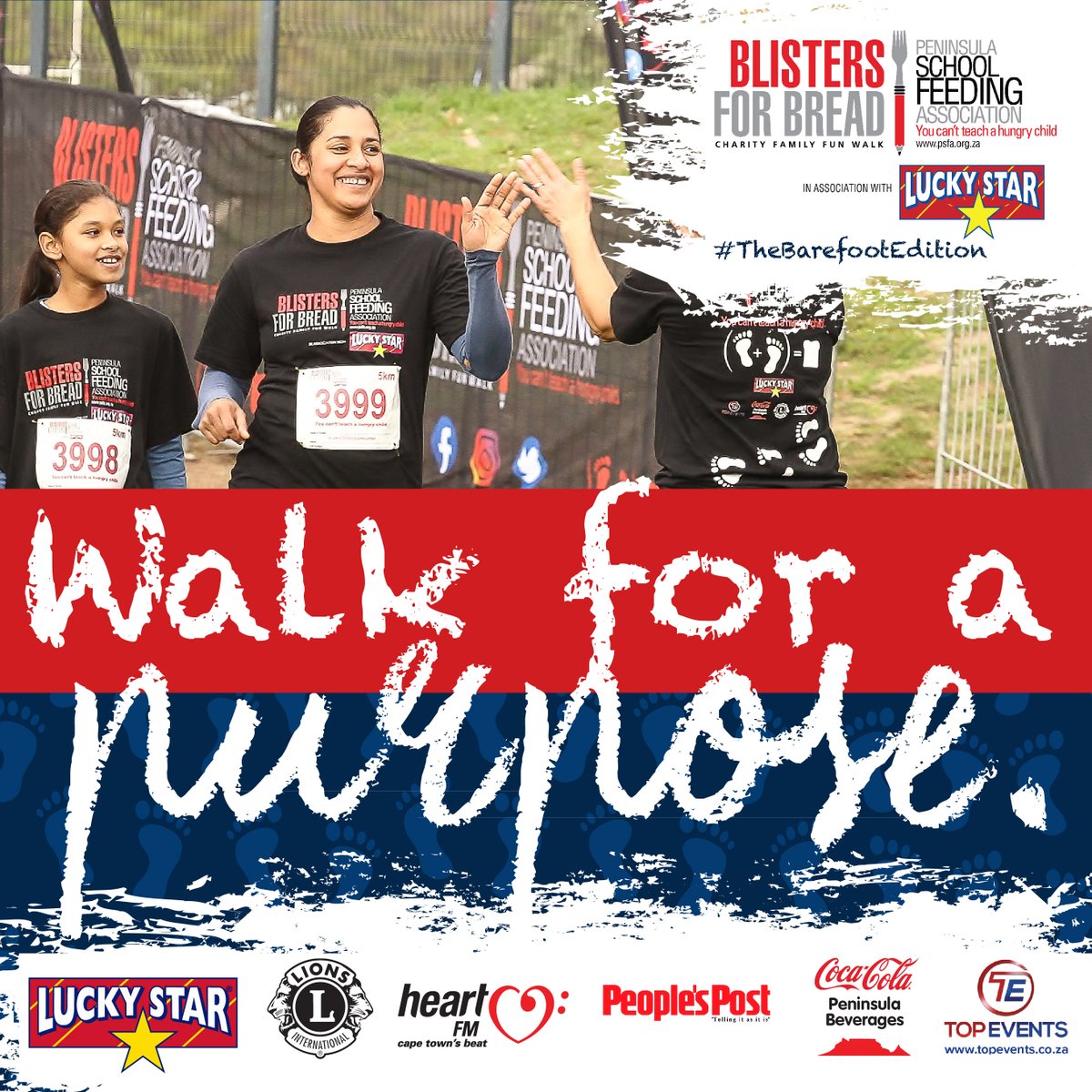 Hunger shouldn't be an issue for so many children. With our Blisters for Bread in association with Lucky Star walk on August 27th, you can help raise awareness and feed schoolchildren in the Western Cape. 

Enter asap! psfa.org.za/how-can-you-he… 

@LuckyStarSA @Heart1049FM