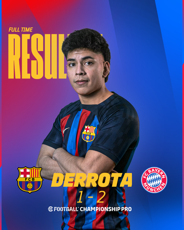 FCBeSports's tweet photo. #FCBeF | Derrota. @the_palma2 #eFootballChampionshipPro
Partido 3⃣: 1-2
GG @fcbayernesports. Hasta aquí nuestro periplo en la competición. Jugaremos por lograr el bronce del tercer puesto de la competición. #ForçaBarça 🔵🔴 https://t.co/Ex21qvDf58