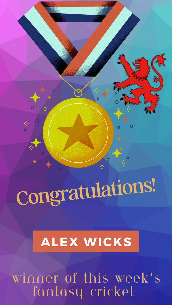 WHCC1905's tweet image. Congratulations to Alex Wicks for winning the weekly fantasy cricket for the 3rd week in a row, I Don't like Cricket with 1181 points #fantasycricket #weeklywinner #freedrink
