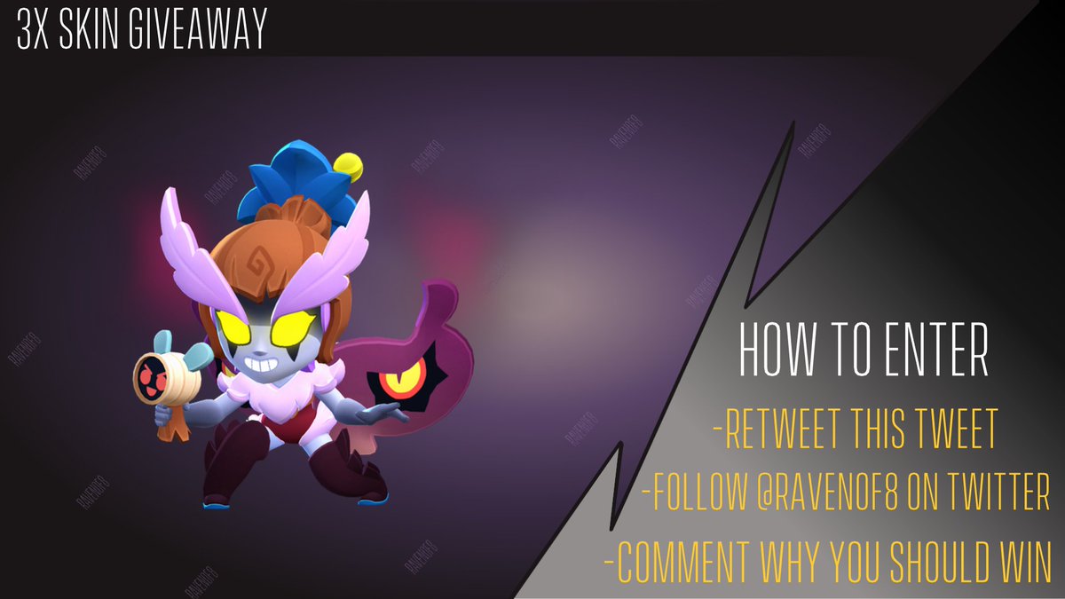 RavenOf8's tweet photo. Giving away 3 Dark Fairy Janet Skins!  

How to enter below. Good luck!  

Giveaway ends 7/3/23! 
#BrawlStars #DarkFairyJaneyGiveaway https://t.co/IBMPrzClM0