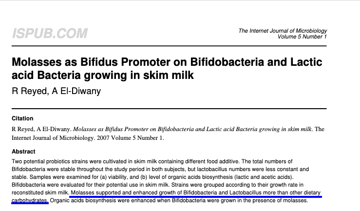 lumosbio's tweet photo. #Molasses ('07)

'In conclusion, we have shown that molasses can be used effectively as a #prebiotic because of the increase in #Bifidobacteria and lactic acid bacteria numbers ...  giving an added possible health benefit consequently inhibit the growth of pathogenic #bacteria' https://t.co/K9RMTOz2wH