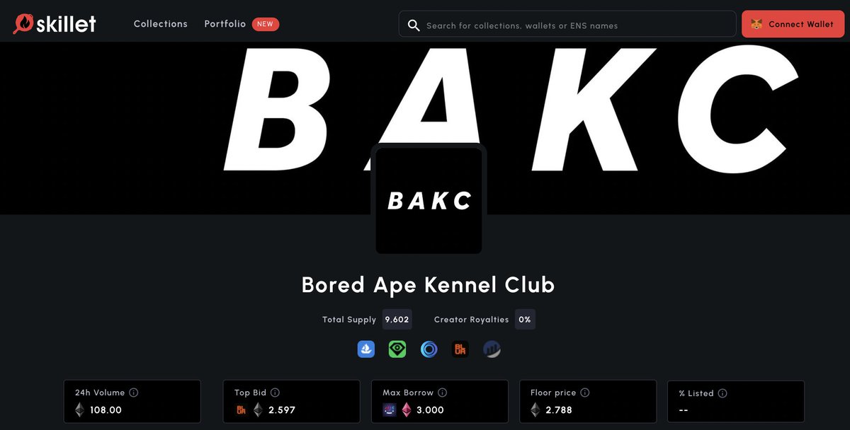 SkilletNFT's tweet photo. Top Bid < Floor Price < Max Borrow (!!!)
Borrowing instead of selling here would net you nearly 0.4 ETH in savings, at minimum.
Welcome Kennels to the #OnlyUpside club.