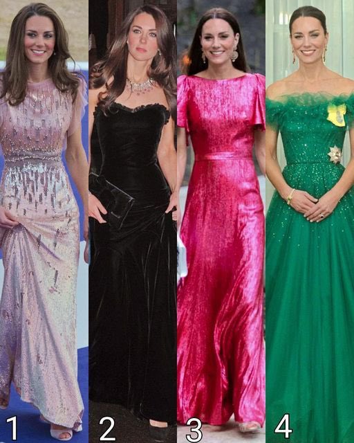 Princess Catherine The Princess of Wales is absolutely beautiful in these dresses and it’s why she is a style icon which is your favourite please like and retweet #PrincessCatherine #PrincessofWales