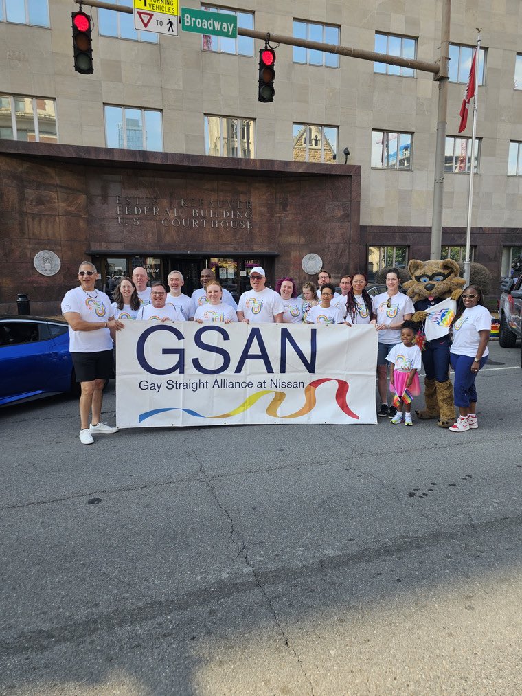 Titans_TRac's tweet photo. At Pride with the @NissanUSA team! Nashville, you sure know how to have a good time!” #PartnersOfProgress https://t.co/9uKbCGl1Ie