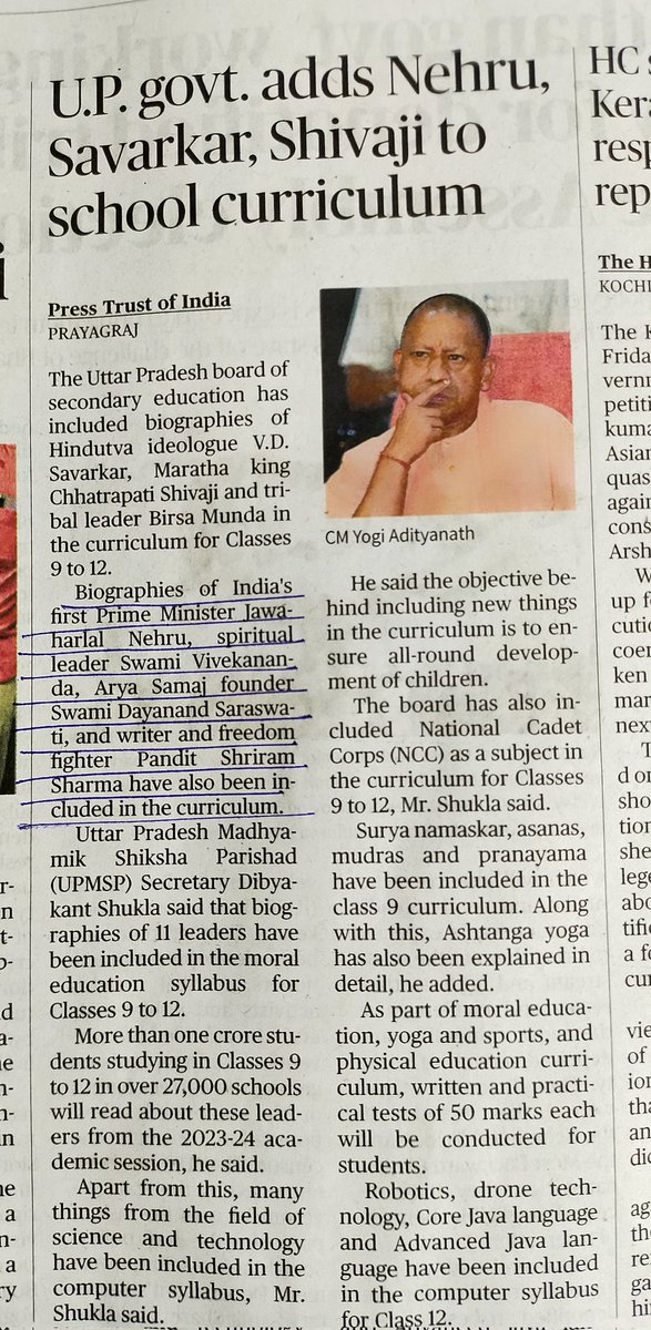 @softgrowl @minicnair The international liers lie at all places always. The truth is different.
Along with Savarkar's biography, the biography of Nehru has also been added not deleted.

The bloody liberal liers

Today's Hindu newspaper 👇