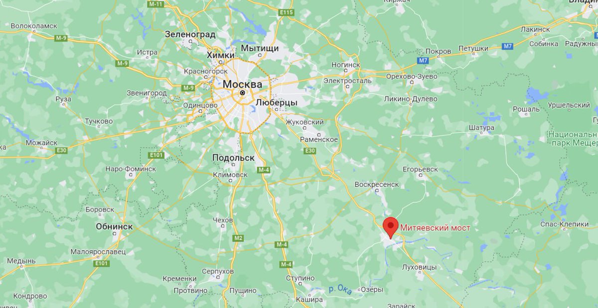 agambella's tweet photo. Il ponte Mityaevsky all'uscita da Kolomna nella regione di Mosca.
Foto e mappa da 
voenkor Kotenok https://t.co/NSQKlFHYX2