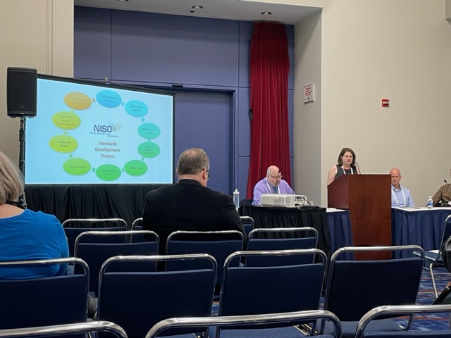 NISOInfo's tweet image. @abugseye introduces our #ALAAC session on the Interoperability System of #ControlledDigitalLending Working Group.