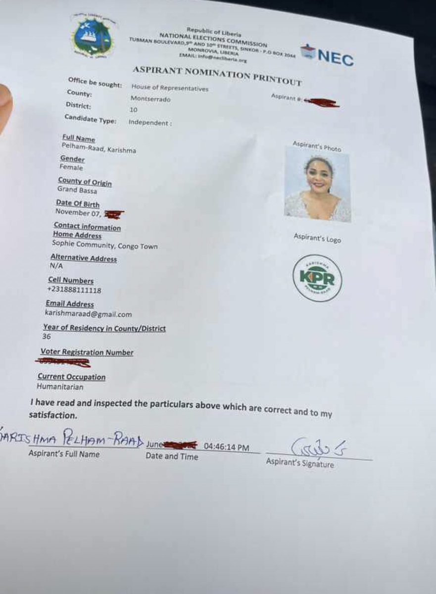 Karishma Pelham Raad, my sister and friend from Liberia, has just announced her candidacy as an independent for the District 10 seat in the Liberian House of Representatives.

I hope Nigeria embraces independent running for office in our elections.