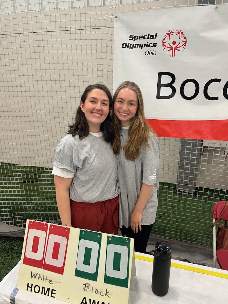 Ohio State is hosting the state Special Olympics competition this weekend! This morning Abby, Katie, and Kelley volunteered on the bocce courts.