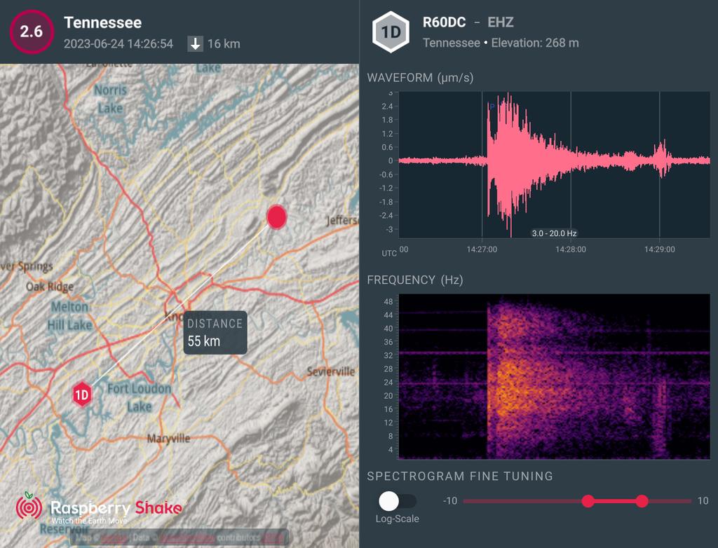 #Earthquake recorded on the #RaspberryShake #CitizenScience seismic network. West Knox County seismograph got a direct hit @raspishake @WBIRWeather @WVLTHeather @wateweather