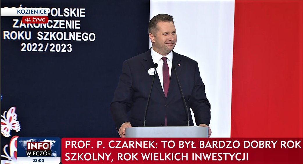 Nasz wspaniały i przesympatyczny Minister Szkolnictwa dbający o dobro, bezpieczeństwo i morale Polskich Dzieci ogłosił zakończenie roku szkolnego. Życzmy sobie i dzieciom, aby Pan Prof. Przemysław Czarnek nadal - jak najdłużej był Ministrem Szkolnictwa, bo jest The Best !!! 👍🇵🇱