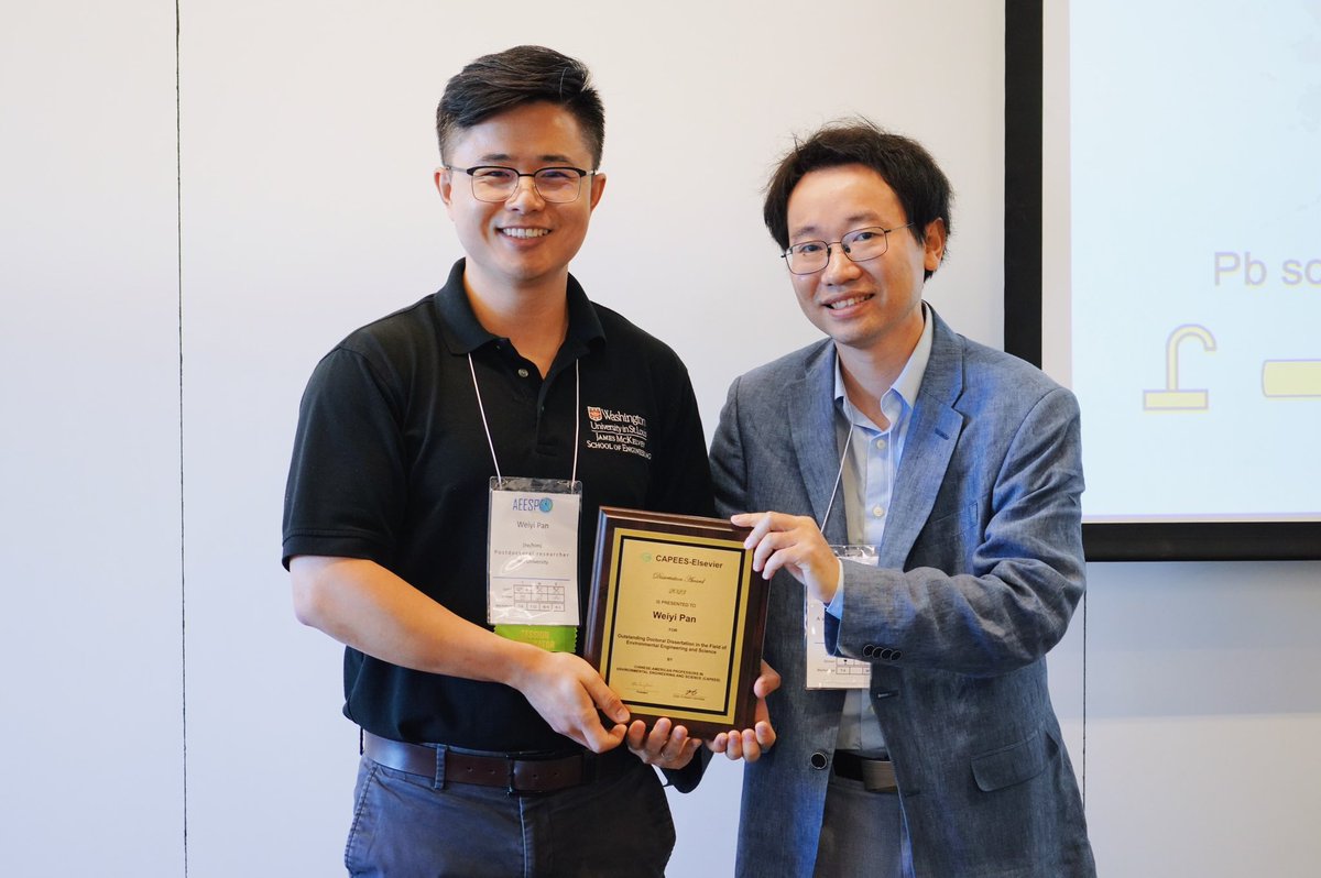 Congratulations to @Weiyipanwustl, a PhD graduate from the lab of @dangiammar on winning a 2023 CAPEES-Elsevier Dissertation Award! @AEESP2023_NEU