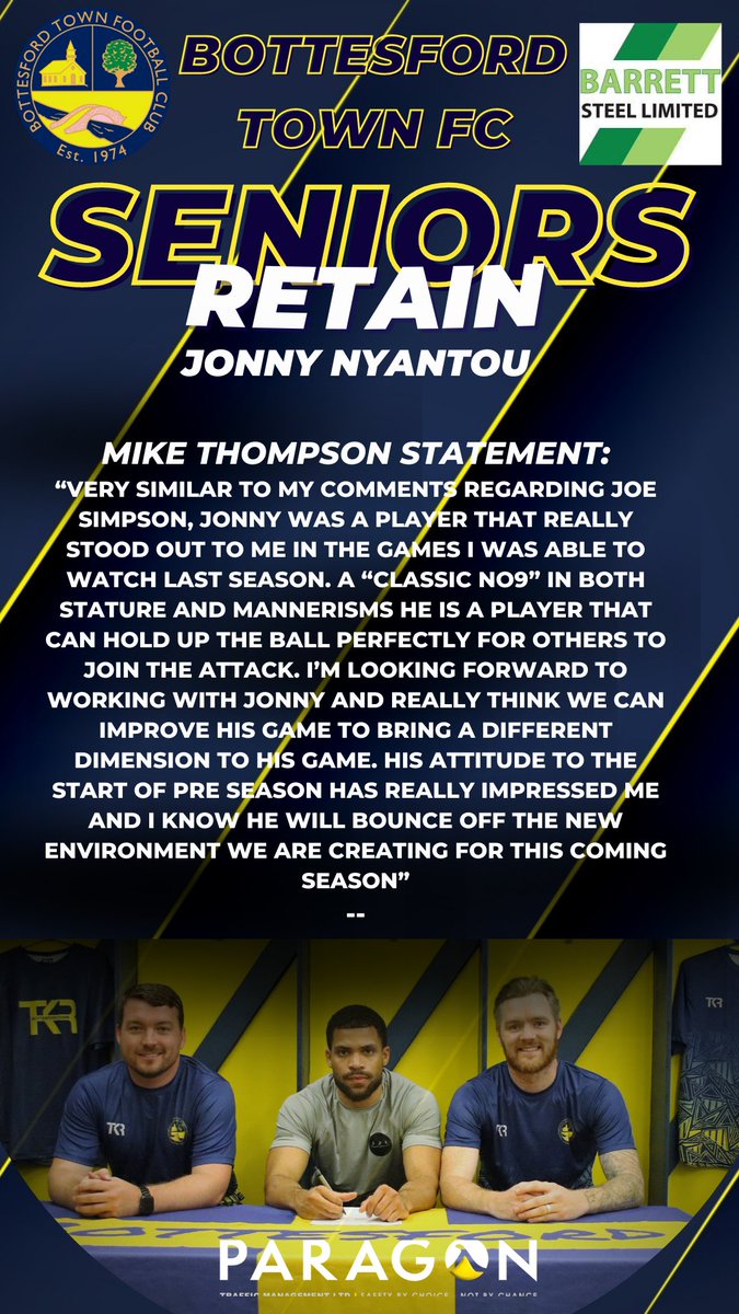 We welcome the return of Jonny, he bought a lot to the field last season, excited to have you aboard Jonny. Another announcement later this evening.