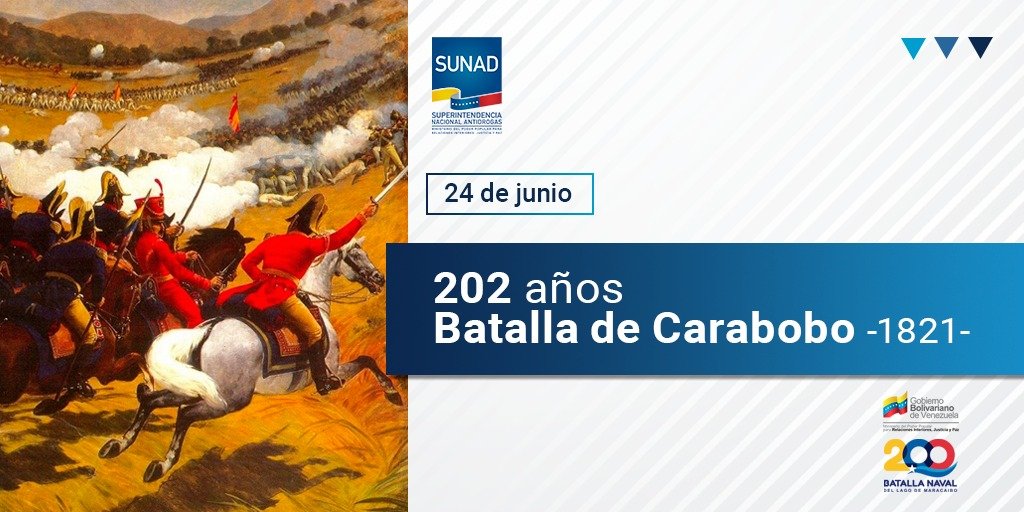 ¡202 AÑOS!

Batalla de Carabobo, sinónimo de patriotismo, por ello seguimos en defensa de Venezuela que seguirá siendo libre en honor a nuestros héroes, quienes al mando del Libertador Simón Bolívar, en una memorable batalla en tierras carabobeñas dieron la vida por la Patria.