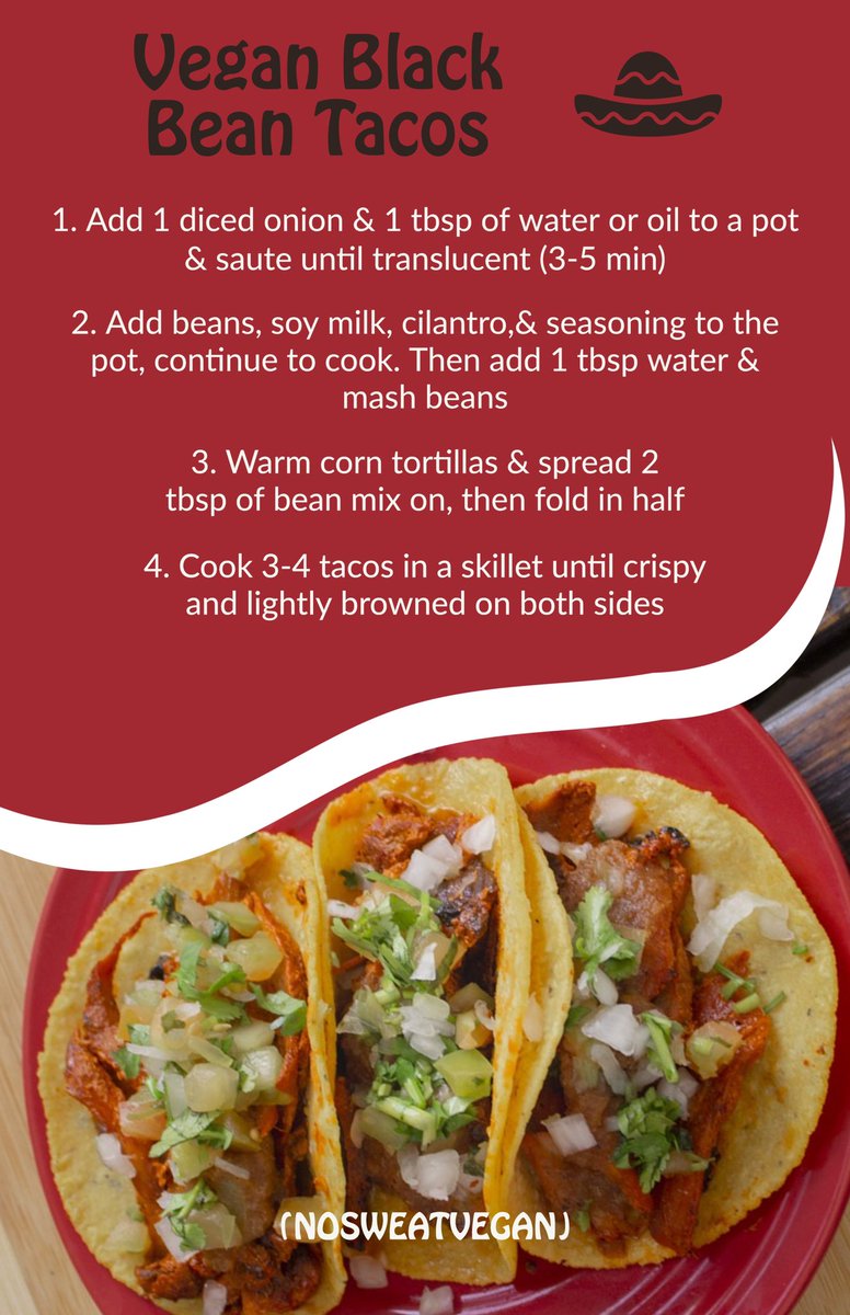 This vegan black bean taco recipe is from NoSweatVegan! Visit their website for the full recipe🌮

#SEEsustainable #vegan #foodrecipe #plantbased #vegantaco #veganrecipe #sustainable #bethechange #nomeat #saveanimals #plant