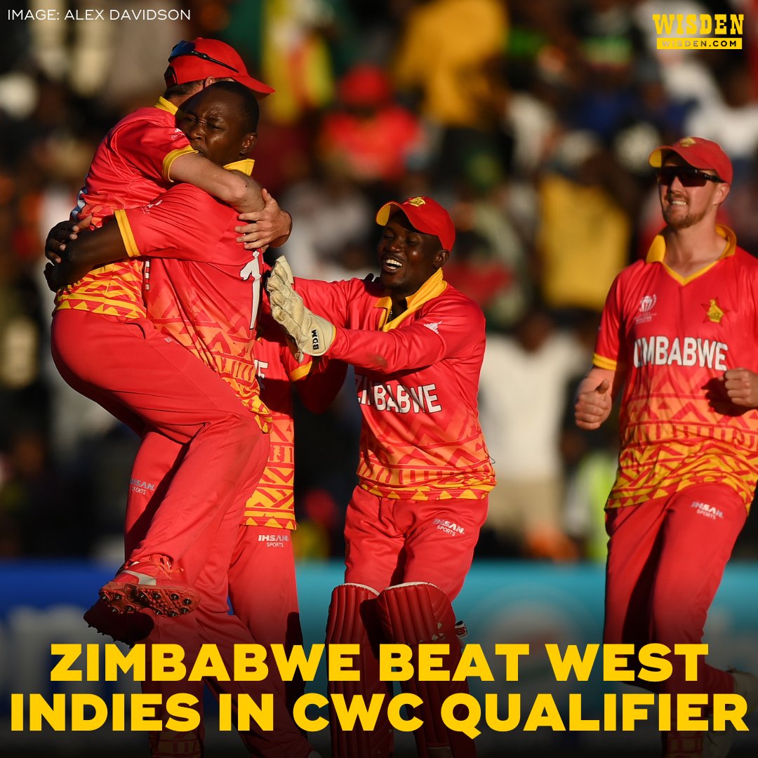 Zimbabwe have completed a famous win over the West Indies in Harare! 🇿🇼 🇿🇼
They beat the West Indies by 35 runs in the Cricket World Cup Qualifier.
#ZIMvWI
