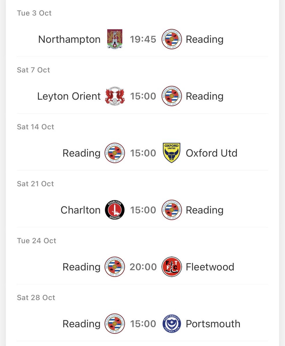 Get Swindon in between Oxford and Leyton orient, October is a sensational month #readingfc